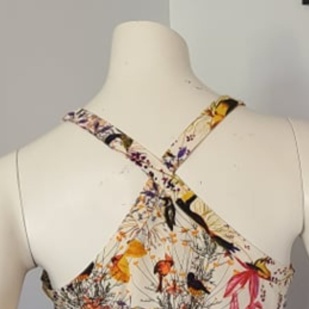Banana Republic - Floral/Bird Print Flounce Sleeveless Blouse - Picture 5 of 9